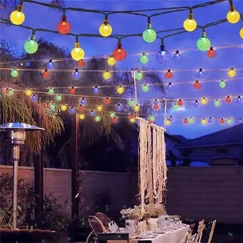 20 5M LED Crystal ball Solárna Lampa LED Reťazec Rozprávkových Svetiel Solárne Girlandy Záhrada Vianočná Výzdoba Pre Vonkajšie Dekorácie