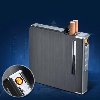 20 Cigariet Prípade Tenké Kovové Automatická Cigareta Box USB Nabíjateľné Vetru Zapaľovače Cigariet Zapaľovač Fajčenie Príslušenstvo