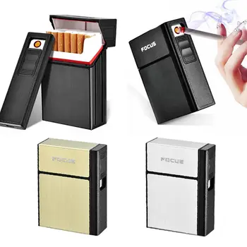 20 Pack Kovové Cigariet Prípade S Odnímateľnou USB Nabitá Elektronické Ľahšie Tvorivé Cigariet Box Cigariet Držiteľ