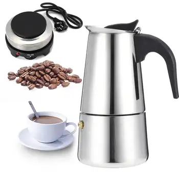 200/450ml Nehrdzavejúcej Ocele Coffee Pot Mocha Espresso, Latte Percolator kávovar s Elektrickým sporákom Filter Piť Cafetiere