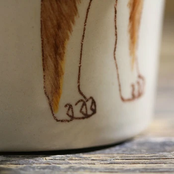200 ML zvierat Shiba Inu šálku kávy Ručne maľované keramické šálky Tvorivé cartoon darček hrnček Osobnosti rukoväť šálku kávy