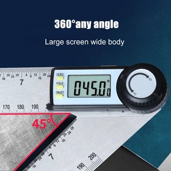 200 mm z Nehrdzavejúcej Ocele Digitálny LCD Inclinometer Uhol Meter Pravítko Electron Goniometer Uhlomeru Uhol Vyhľadávanie