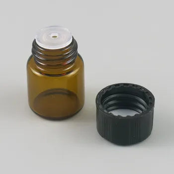 200 X 1 ml Naplniteľné Prázdne Amber Vzorky Sklenených Fľaštičkách S Ústie Redukcia Čiernu Čiapku 1cc Malé Hnedé Sklo Základné Fľašu