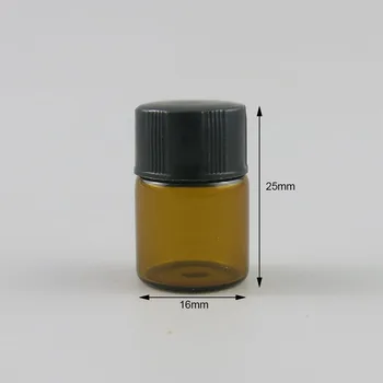 200 X 1 ml Naplniteľné Prázdne Amber Vzorky Sklenených Fľaštičkách S Ústie Redukcia Čiernu Čiapku 1cc Malé Hnedé Sklo Základné Fľašu