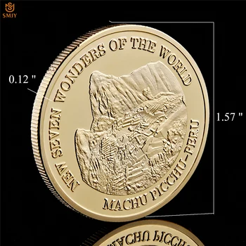 2007 Nového Sveta Sedem Divov Peru Cusco Machu Picchu Inkskej Ríše Pozlátené Novinka Token Suvenír Mince Zber W/Držiteľa PCB