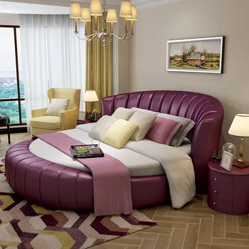 200cmX200cm moderné originálne kožené postele biela, ružová, fialová farba spálne nábytok