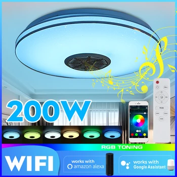 200W Moderné Led Stropné svietidlo Stmievateľné s bluetooth Reproduktor Aplikáciu Diaľkové Ovládanie RGB Hudby Lampa pre Obývacie Spálne