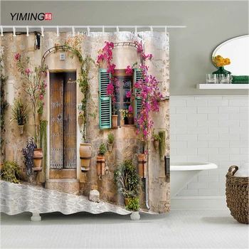 200x180bathroom nepremokavé sprchový záves 3D krásne scenérie krajiny ulici scény tlač rodiny dekorácie záves s hákom