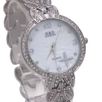 2016 Luxusné G&D Ženy Quartz Wristwatchs Silver Analog Quartz Hodinky Z Nerezovej Ocele, Remienok Relojes Mujer Diamanty Náramok Dary