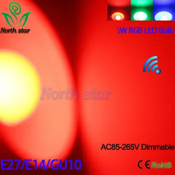 2016 Nový RGB LED Žiarovka E27 E14 5W LED Žiarovka Svetla, Led Reflektor, Bodové Žiarovky 16 Zmena Farby Také Lampada led 110v 220v
