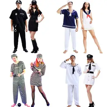 2016 Vynikajúcu kvalitu Halloween Polícia Námorník Šaty Pre Dospelých Policajnej Uniforme Kostým Väzeň Hasič Halloween Kostýmy