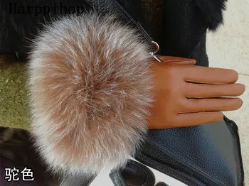 2017 ženy, nový štýl, jeseň, zima prišla vysoký stupeň módne mäkké kožené teplé, hrubé reálne fox kožušinové rukavice prstové
