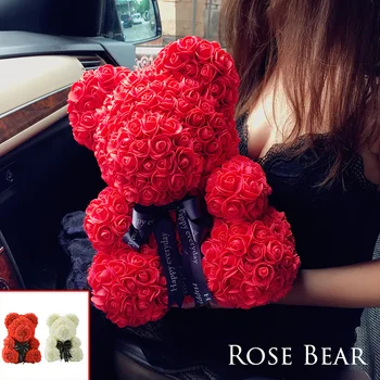 2018 Drop Shipping 40 cm Veľký Červený Medvedík Ruže Kvet Umelé Vianočné Darčeky pre Ženy Valentína Darček