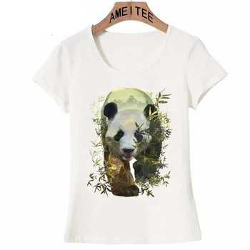 2018 Nové módne docela roztomilý milovníkov prírody a panda lesa t-shirt módne Ženy T-Shirt maiden bežné Tees Lete žena Topy
