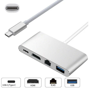 2018 Nový USB C, HDMI 4K+ RJ45 Gigabit Ethernet+ USB 3.1 Typ C Hub Adaptér