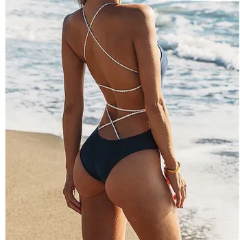 2018 Ženy z Jedného kusu Šatka Bikiny, Monokiny Plavky Backless Plavky, plážové oblečenie Dámske Jeden Kus Pevnej Plávanie Oblečenie