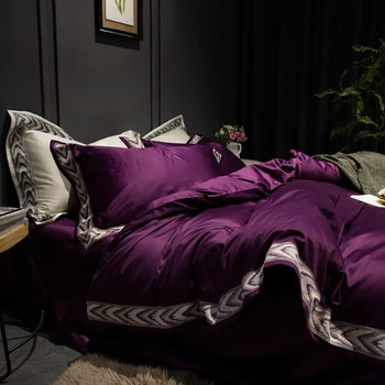 2019 1200TC Egyptskej bavlny Aristokratickej fialová posteľná bielizeň Nastaviť Perinu nastaviť obliečka na Vankúš cumlík obliečky posteľná bielizeň