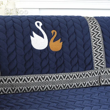 2019 Európskej moderné swan vytlačené na jeseň zima prešívaný plyšové sectional sofa kryt pre obývacia izba cubierta de gauč SP5805