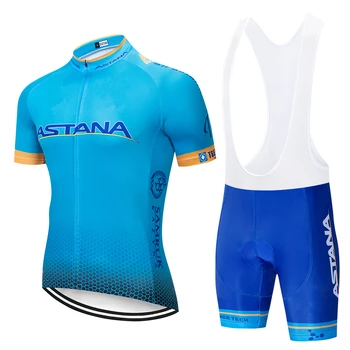 2019 HOT ASTANA Cyklistické Oblečenie na Bicykli jersey Rýchle Suché Mens Cyklistické oblečenie letné tím Cyklistika Dres mužov nastaviť, jazda na bicykli