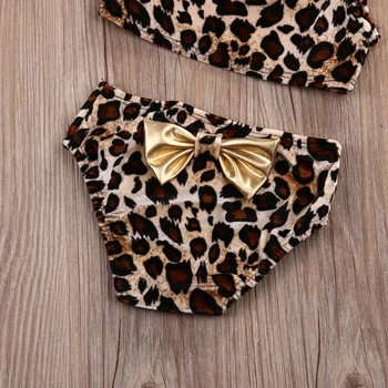 2019 Hot Roztomilý 3ks Deti Baby Girl Leopard Off-ramenný Luk Bikini Set Plavky, Plavky, plavky Ležérne Oblečenie Set