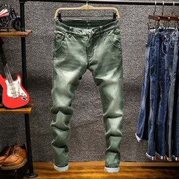 2019 jar mužov to rovno bežné nohavice, módne farbou značky, pánske nohavice, kvalitný stretch slim džínsy 28-38