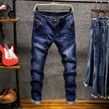 2019 jar mužov to rovno bežné nohavice, módne farbou značky, pánske nohavice, kvalitný stretch slim džínsy 28-38
