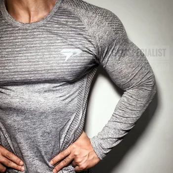 2019 Jeseň Noví ľudia, Dlhý rukáv Tesné tričko Muž Jogger Cvičenie Rýchle suché tričko Muž Tees Topy Telocvične, Fitness Značky Clothing1 (
