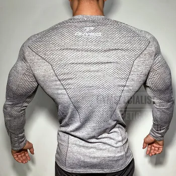 2019 Jeseň Noví ľudia, Dlhý rukáv Tesné tričko Muž Jogger Cvičenie Rýchle suché tričko Muž Tees Topy Telocvične, Fitness Značky Clothing1 (