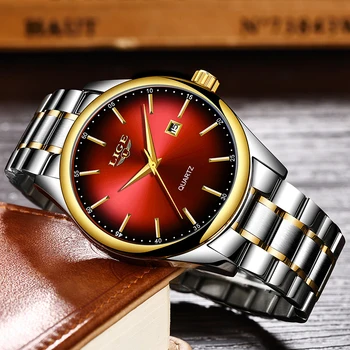 2019 LIGE Jednoduché Módy Červená Náramkové hodinky Pánske Hodinky Top Značky Luxusné Nepremokavé Quartz Hodinky Pre Mužov Sport Hodiny Montre Homme