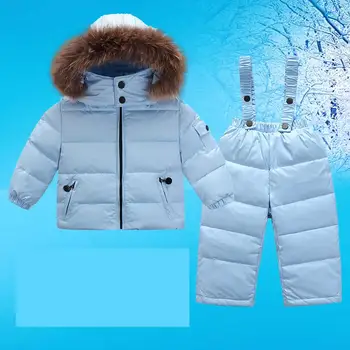 2019 módne Deti oblečenie 2 kusy vyhovuje snowsuit nadol bunda pre dievčatá kabát deti, oblečenie pre chlapcov vetrovka zime sneh nosenie