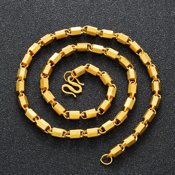 2019 módne Európe a Amerike pevné náhrdelník mužov Veľkoobchod zlato šesťhranné Dubaj 24K zlata reťazca pre mužov, ženy, zlaté šperky