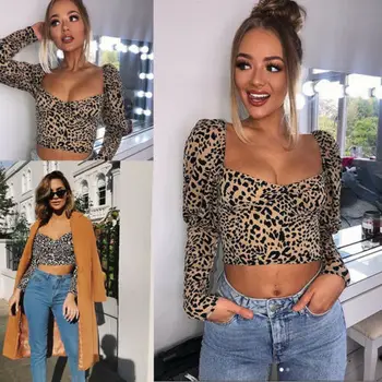 2019 Módne Ženy T-Shirts SEXY leopard vytlačené U Krku T Shirt Topy Strany