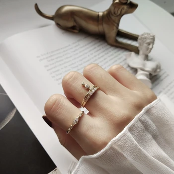 2019 nové 925 sterling silver zirkón prstene zlato módne temerament zápas ukazovák nastaviteľné prstene pre ženy šperky, zirkón