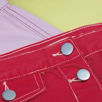 2019 Nové Jednoradové Pracky Ružová Džínsy Mini Sukne Červená Slovo Džínsy, Krátke Sukne Dizajn Ženy Príliv Sukne