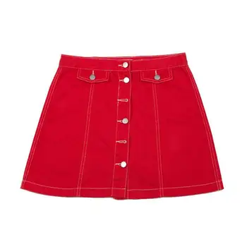2019 Nové Jednoradové Pracky Ružová Džínsy Mini Sukne Červená Slovo Džínsy, Krátke Sukne Dizajn Ženy Príliv Sukne