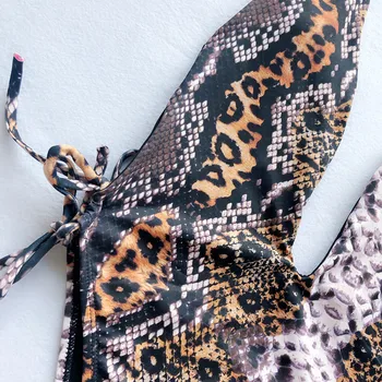 2019 Nové Leopard Jednodielne Plavky Trikini Plavky Ženy Hlboké V Celých Push Up Bathsuit Obväz Plavky Maillot De Bain