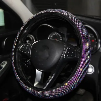 2019 Nové Luxusné Crystal Volante Vozidla Kryty pre Ženy, Dievča, Kožené Drahokamu pokryté Riadenia Kolesá Interiérové Doplnky