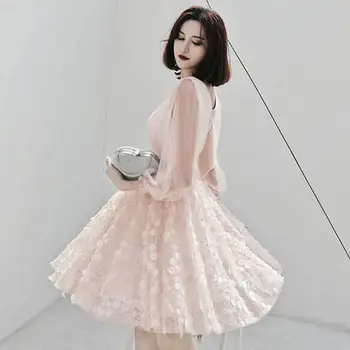 2019 Nové Módne Krátke Party Šaty, Celý Rukáv Sexy tvaru Ilúzie Spoločenské Večerné Šaty Prom Formálne Šaty Haute Couture