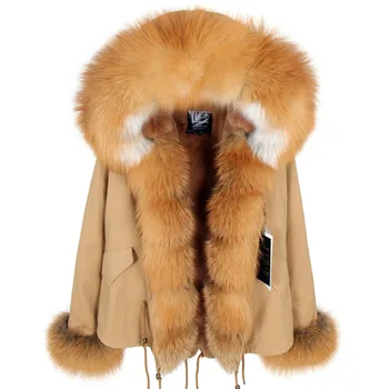 2019 nové rukávy kožušiny fox kožušiny golier kožušiny prekonať odnímateľná podšívka zimná bunda žena