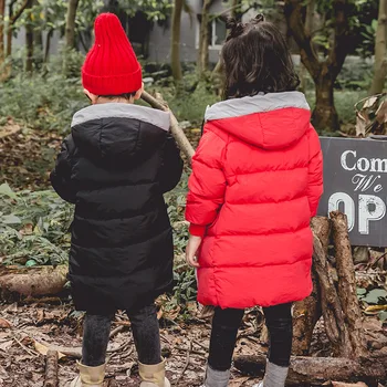 2019 nové zimné detí nadol bunda pre chlapcov a dievčatá, jednofarebné s kapucňou hrubé von z nadol bunda nepremokavá bunda windproof