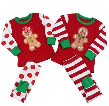 2019 nový dizajn, baby, dievčatá, výšivky perník vzor USA Vianočné zimné pyžamo 7-8 ročných detí oblečenie set sa