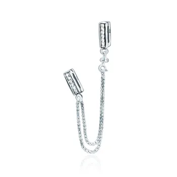 2019 Nový Príchod 925 Sterling Silver Korálky Šumivé Bezpečnosti Reťazca Klip Charms fit Pôvodné Európske Náramky Ženy DIY Šperky