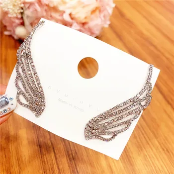 2019 Nový Príchod Geometrické Crystal Ženy Trendy Stud Náušnice Kórejský Módne Náušnice S Krídlo Ucho Náušnice Šperky