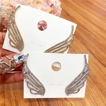 2019 Nový Príchod Geometrické Crystal Ženy Trendy Stud Náušnice Kórejský Módne Náušnice S Krídlo Ucho Náušnice Šperky