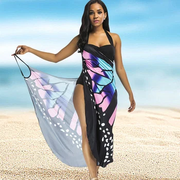 2019 Pareo V Lete Módy Blúzky, Topy Motýlie Cape Bikini Kryt Plavky Ženy Župan De Plage Pláž, Kúpanie Oblek Zakryť