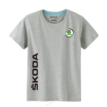 2019 pánske T-shirt mužov okolo krku Škoda T-shirt bežné krátke rukávy bavlna Tees mužov Tričko