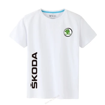 2019 pánske T-shirt mužov okolo krku Škoda T-shirt bežné krátke rukávy bavlna Tees mužov Tričko