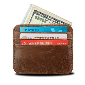 2019 RFID Super Slim Mäkké Peňaženky hovädzie kože pravej kože mini kreditnej karty, peňaženku, kabelku držiteľov karty Mužov Peňaženky Tenké Malé