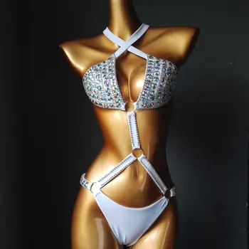 2019 venuša dovolenku Diamond bikini sexy dámske plavky s trblietavými kryštálmi nový štýl siamské push up plavky bikiny