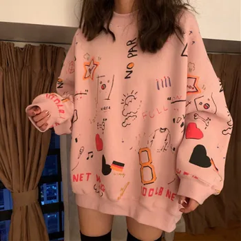 2020 Antumn Dámske Oblečenie Mikiny Teen Ulici Harajuku Hip Hop Pastel Mikina pre Ženy Tlač Voľné mikina s Kapucňou na Voľný čas